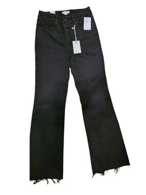 Good American Good Legs Crop Mini Boot Leg Cropped Mid-Rise Black Leg Jeans 4/27